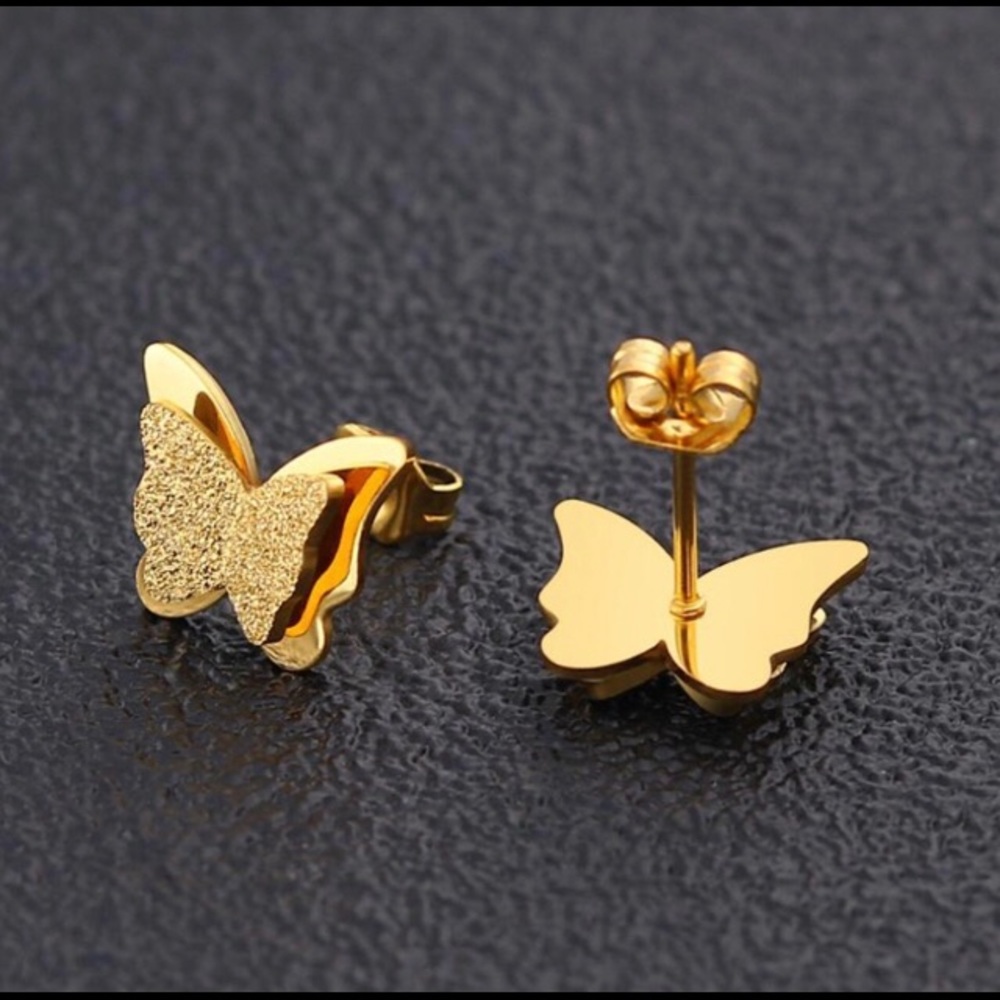 Excellent Quality Mini Double Butterflies Stud